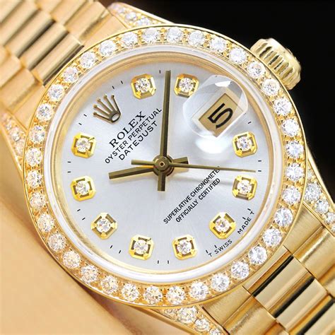 gold ladies rolex with diamonds